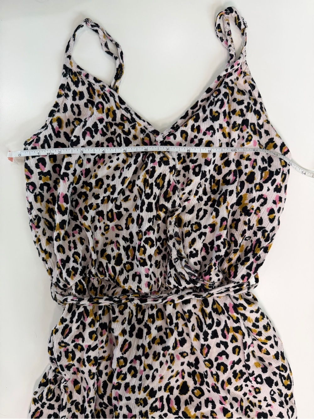 Mm mm mm Leopard Print Romper with Spaghetti Straps in Pink, Black & Tan - Picture 6 of 9